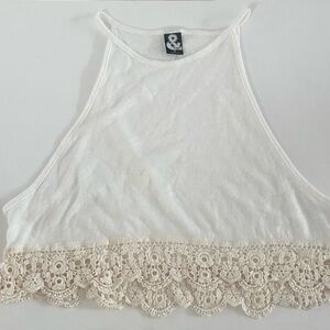 Cream Lace Trim Top